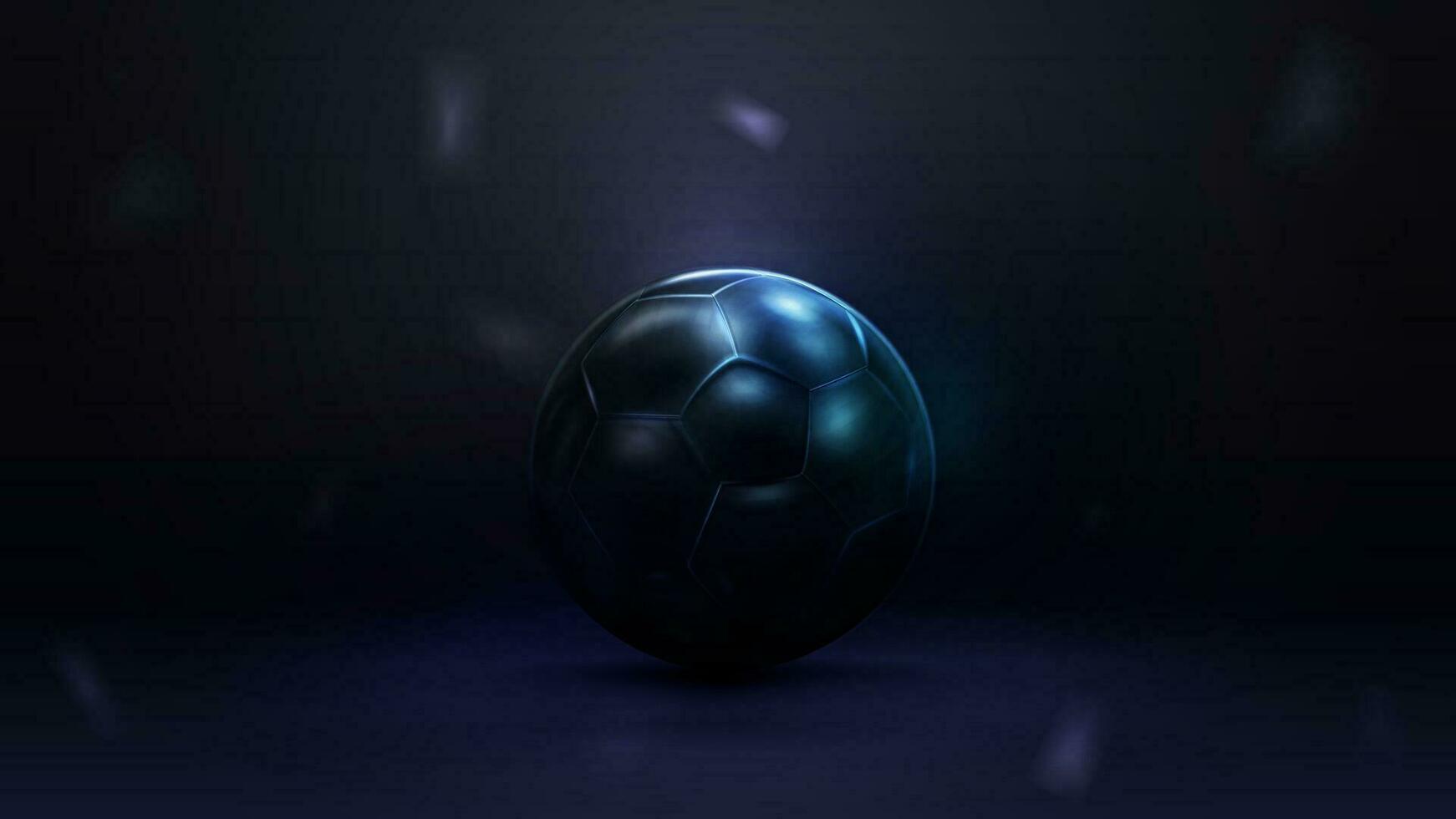 schwarz und Blau Fußball Ball auf dunkel Hintergrund vektor
