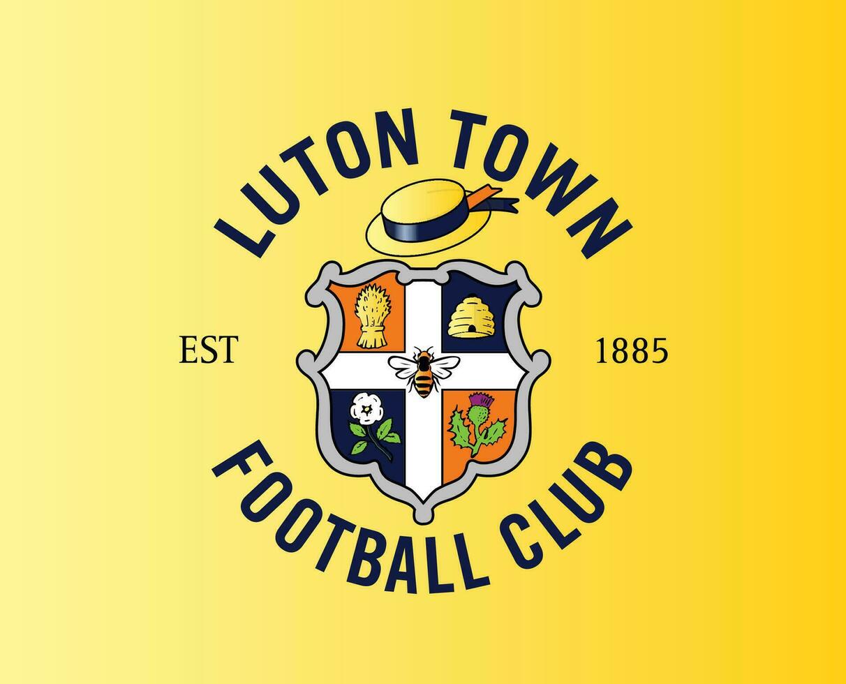 Luton Stadt, Dorf Verein Symbol Logo Premier Liga Fußball abstrakt Design Vektor Illustration mit Gelb Hintergrund