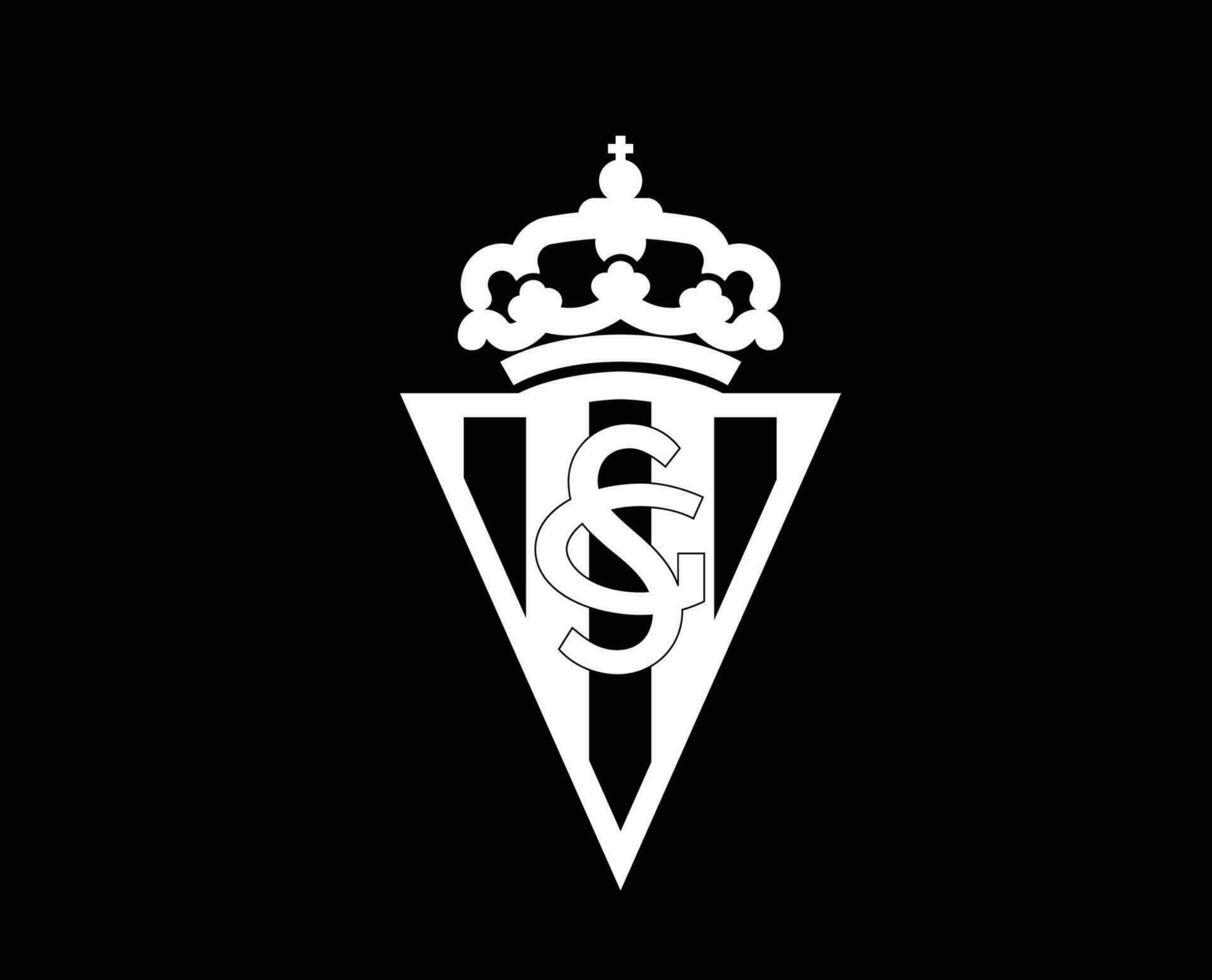 sportslig gijon klubb symbol logotyp vit la liga Spanien fotboll abstrakt design vektor illustration med svart bakgrund