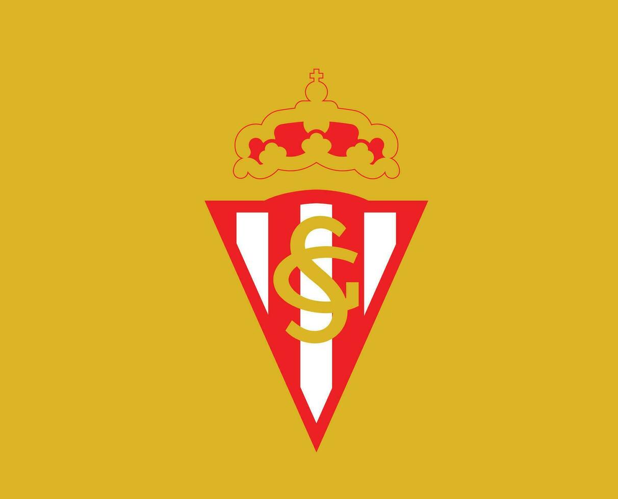 sportslig gijon klubb symbol logotyp la liga Spanien fotboll abstrakt design vektor illustration med gul bakgrund