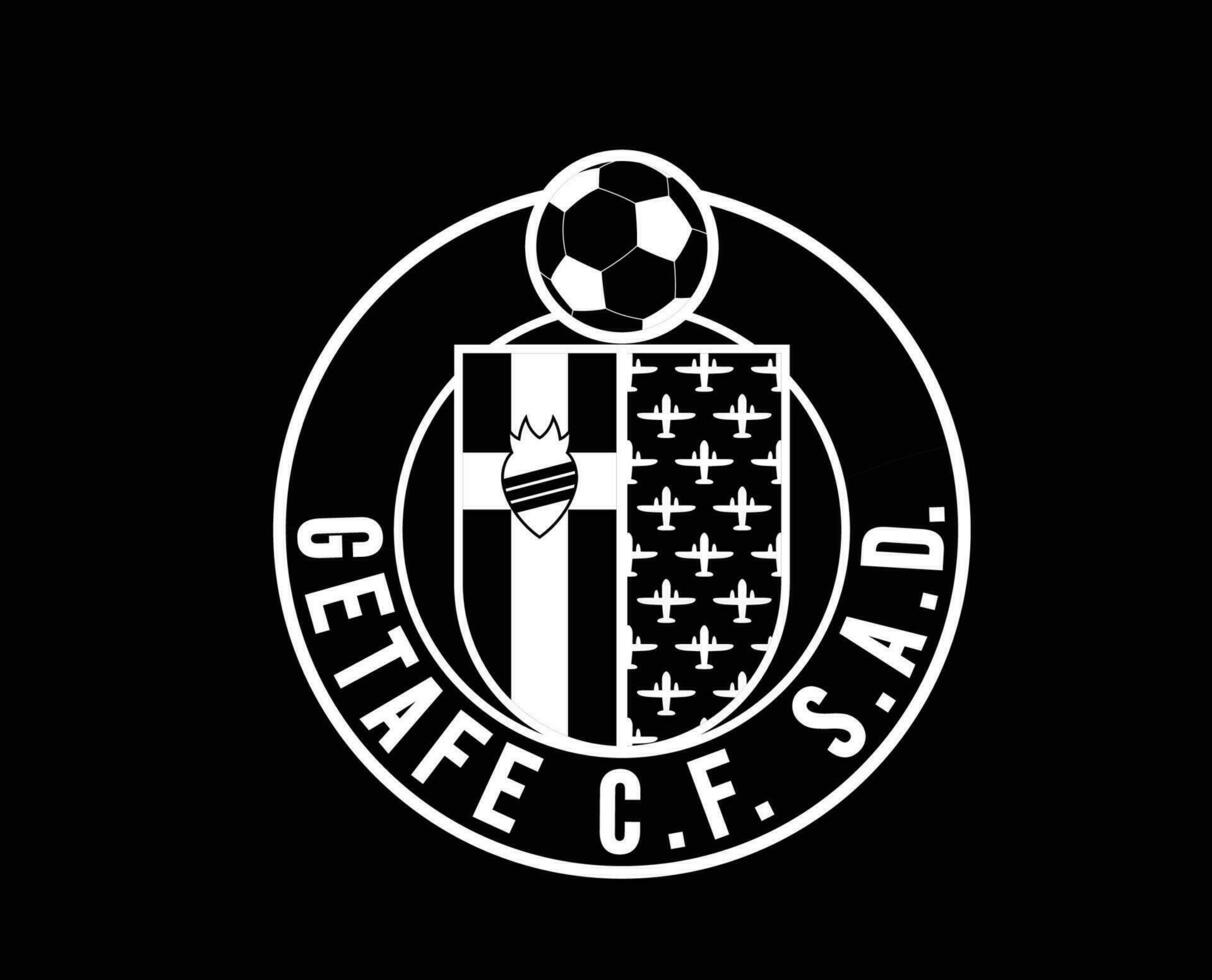 getafe klubb logotyp symbol vit la liga Spanien fotboll abstrakt design vektor illustration med svart bakgrund