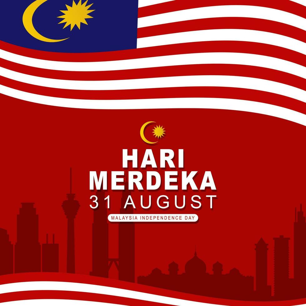 bakgrund hälsning hari merdeka som betyder malaysia oberoende dag vektor