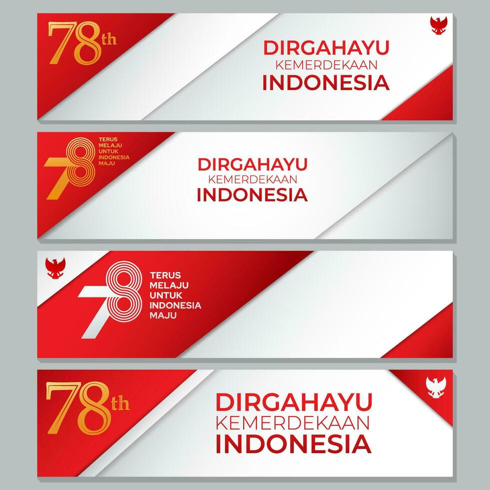 samling av dirgahayu kemerdekaan indonesien 78 banderoller som betyder 78: e indonesiska oberoende dag vektor