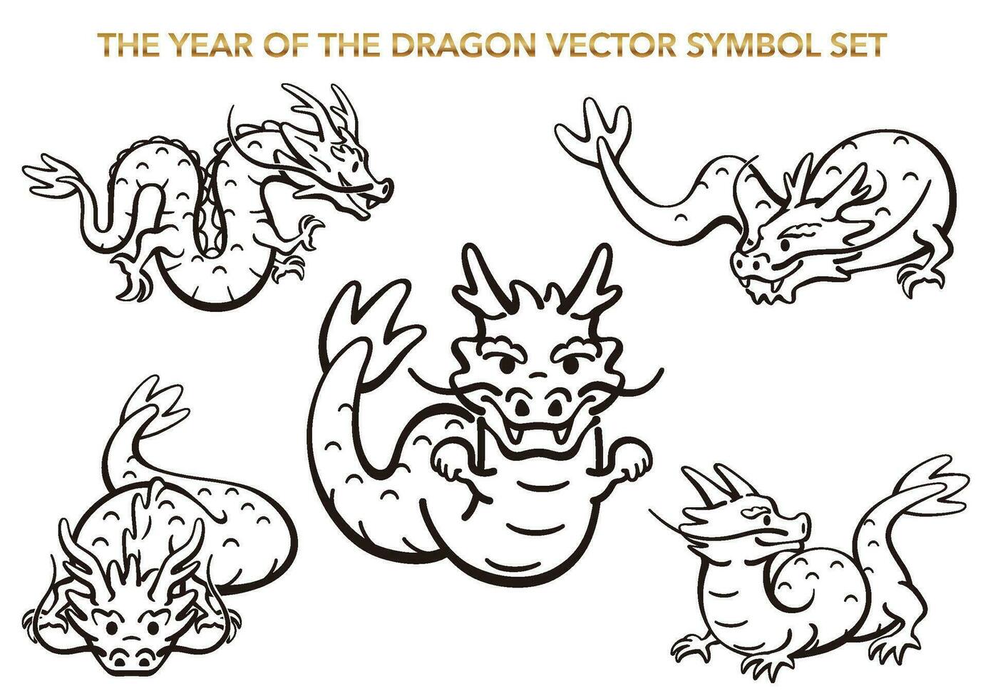 das Jahr von das Drachen Vektor Tierkreis Symbol Illustration einstellen isoliert auf ein Weiß Hintergrund.