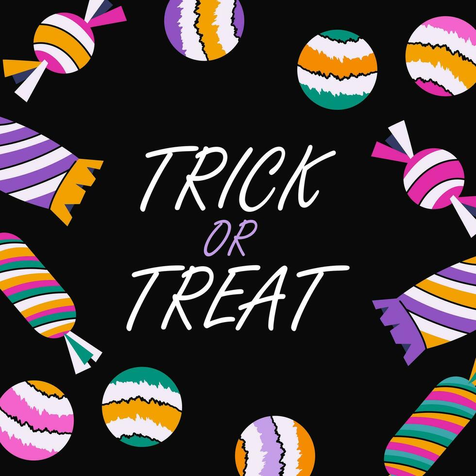 Trick oder behandeln Halloween Poster mit Süßigkeiten Vektor Illustration