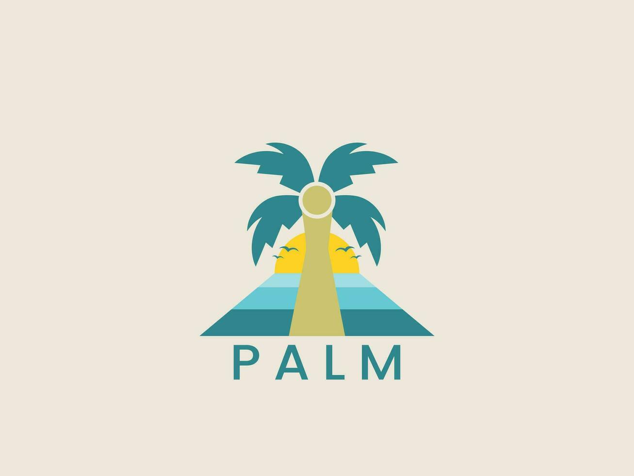 Luxus Palme Logo Vorlage Vektor mit Strand Stimmung