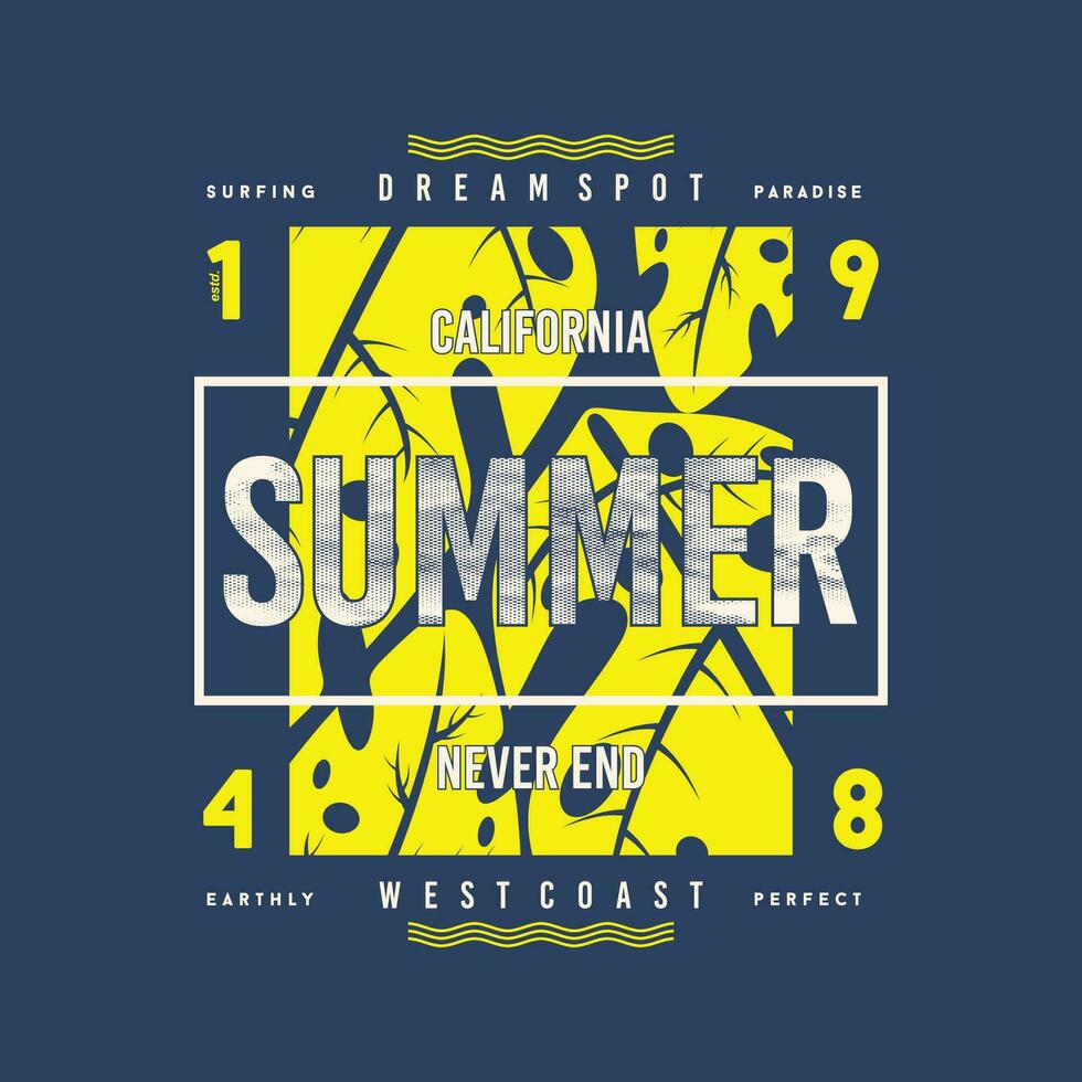 sommar kalifornien text typografi vektor, abstrakt grafisk, illustration, för skriva ut t skjorta vektor