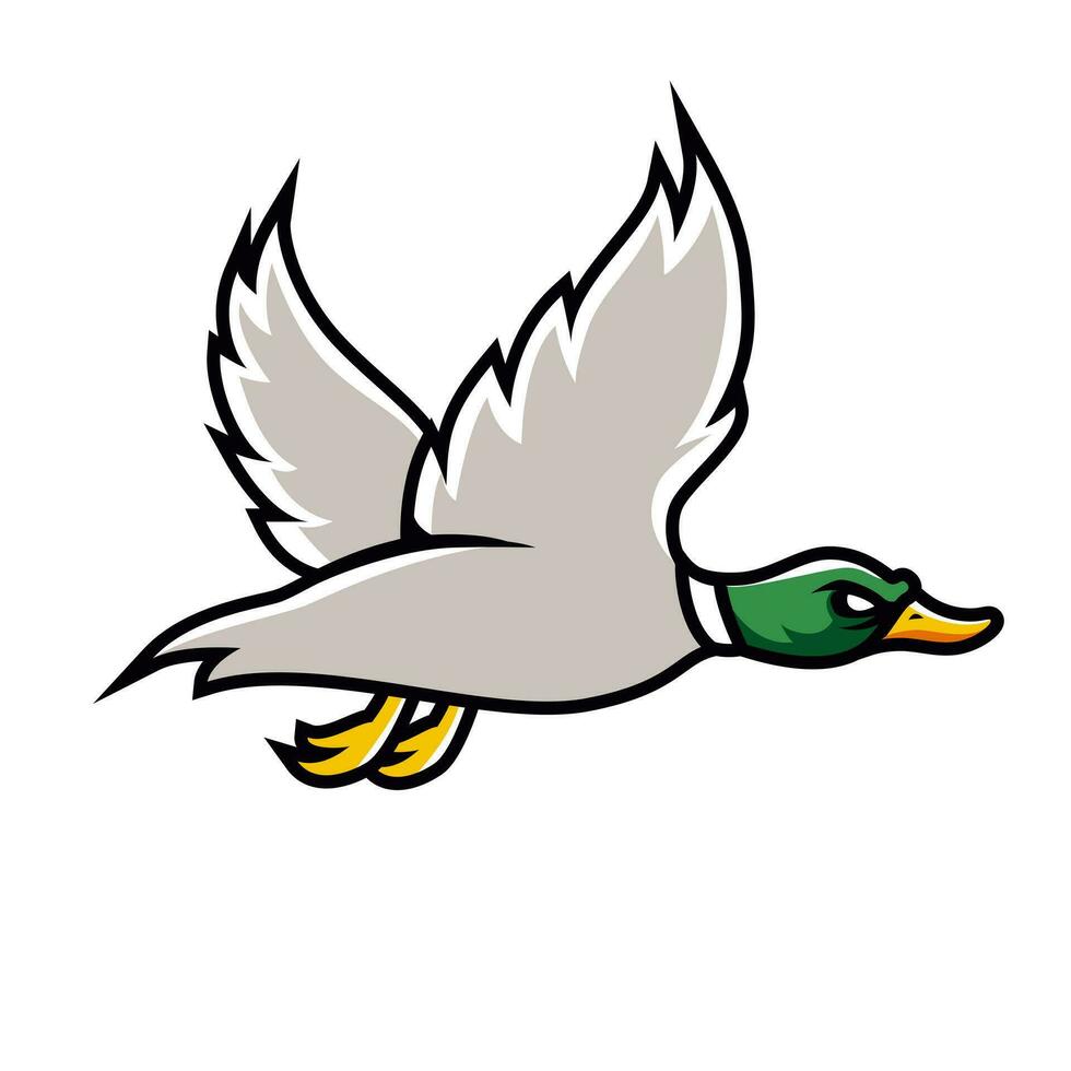 fliegend Ente Maskottchen Logo Illustration Konzept vektor