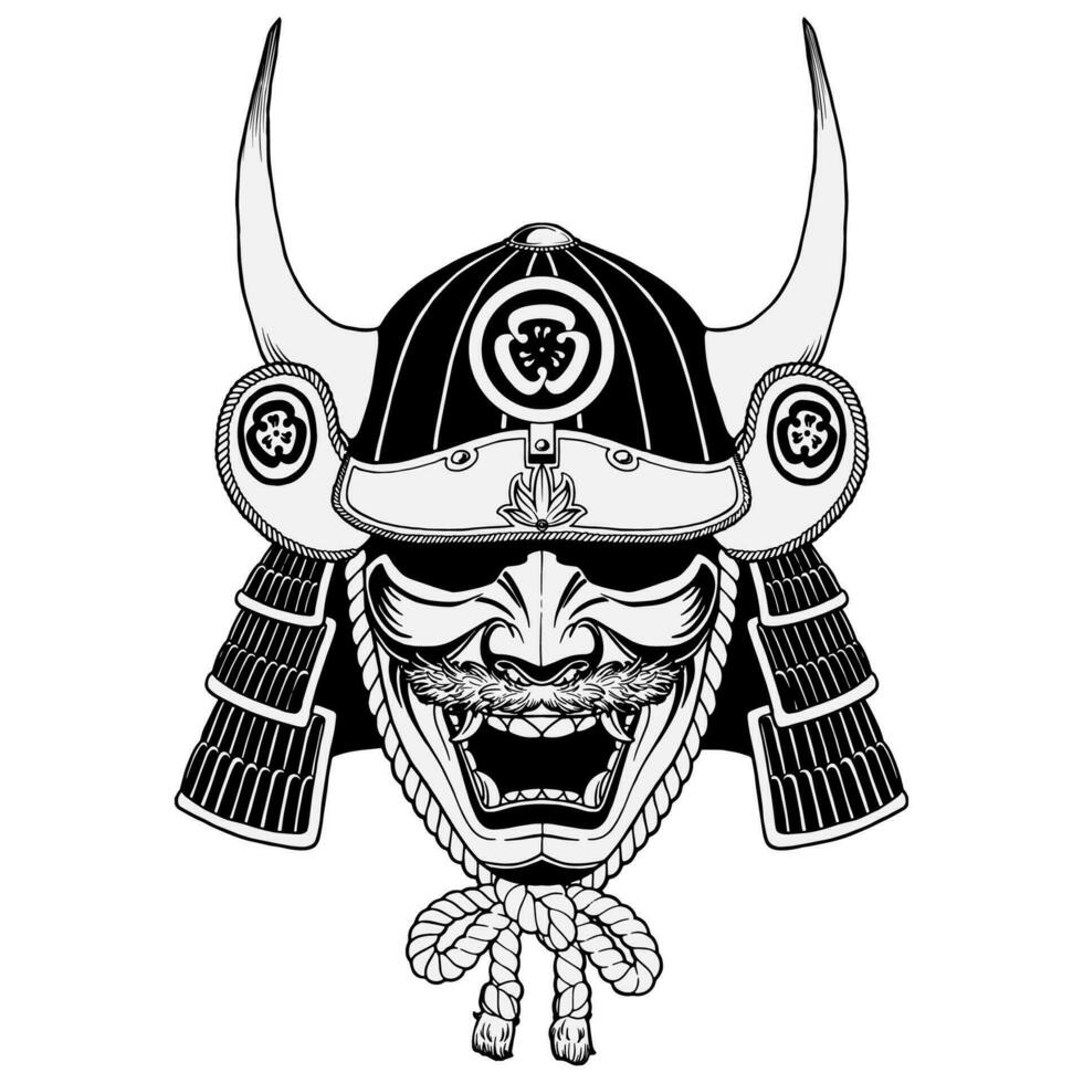 kabuto japansk traditionell samuraj mask vektor illustration