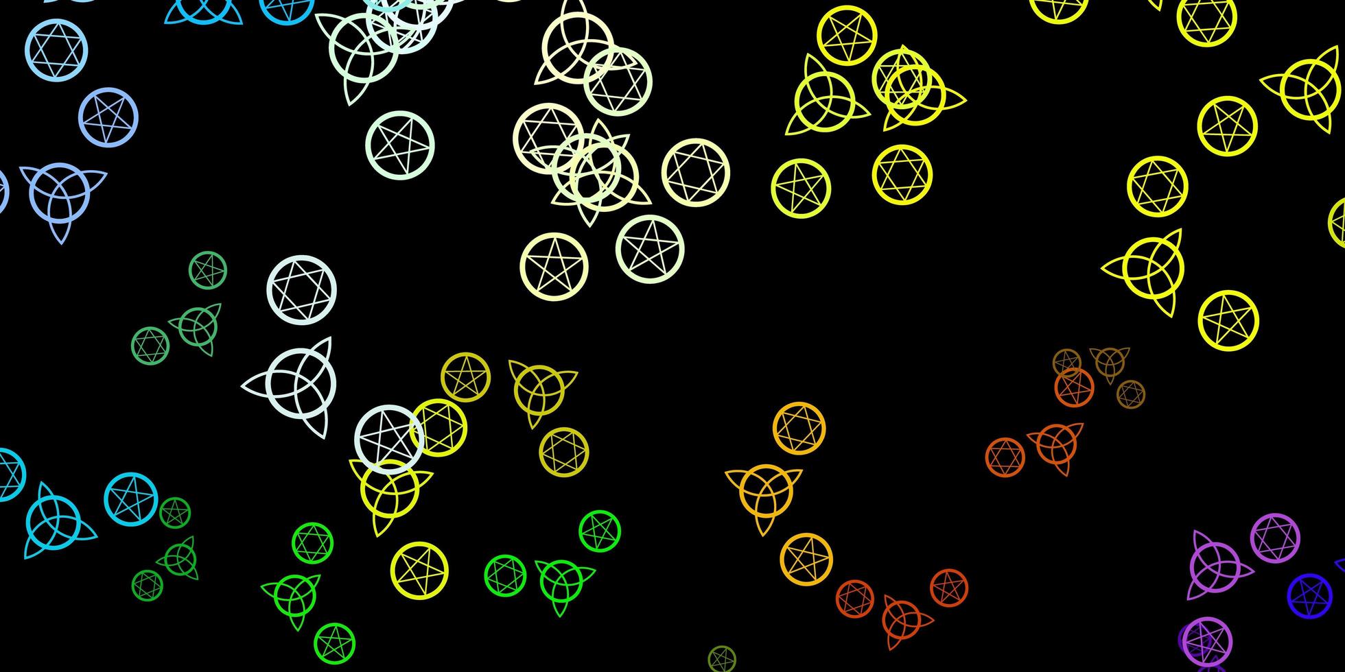 dunkler mehrfarbiger Vektorhintergrund mit okkulten Symbolen vektor