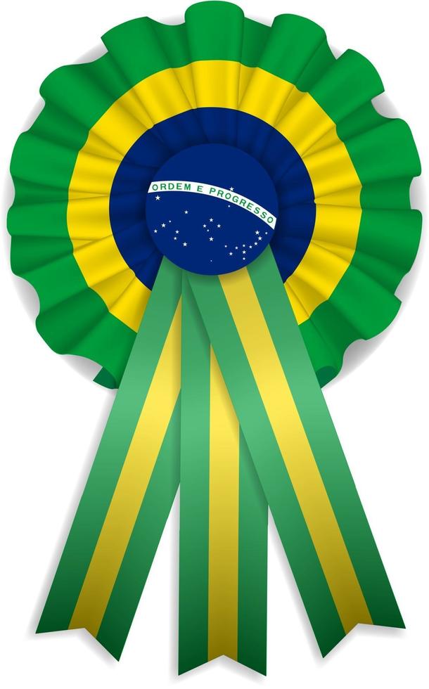 brasiliansk isolerad kockad. grön, gul och blå kockad. Brasilien rosett med band vektor