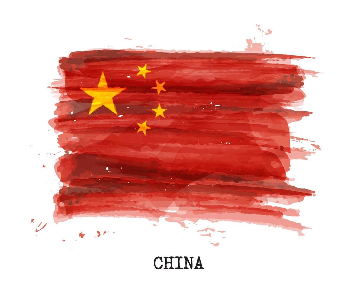 realistische aquarellmalerei flagge von china. Vektor. vektor