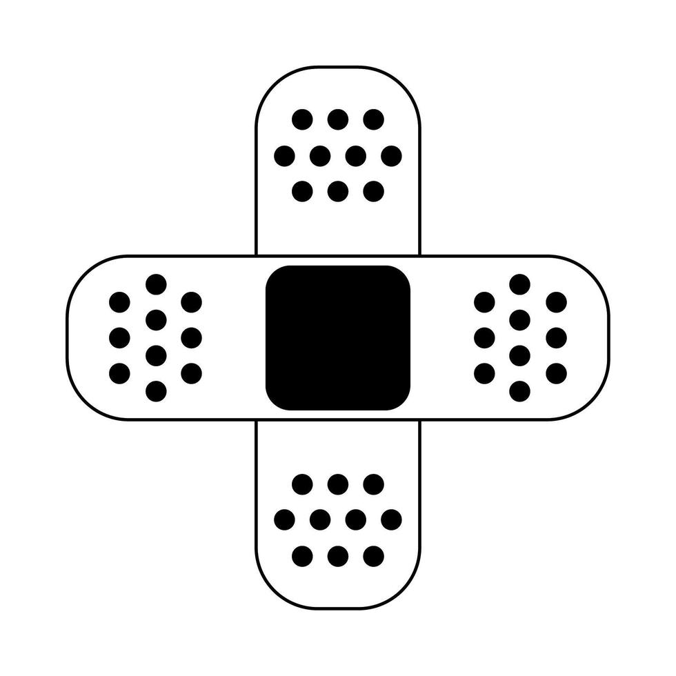 bandage korsade medicinsk symbol i svart och vitt vektor