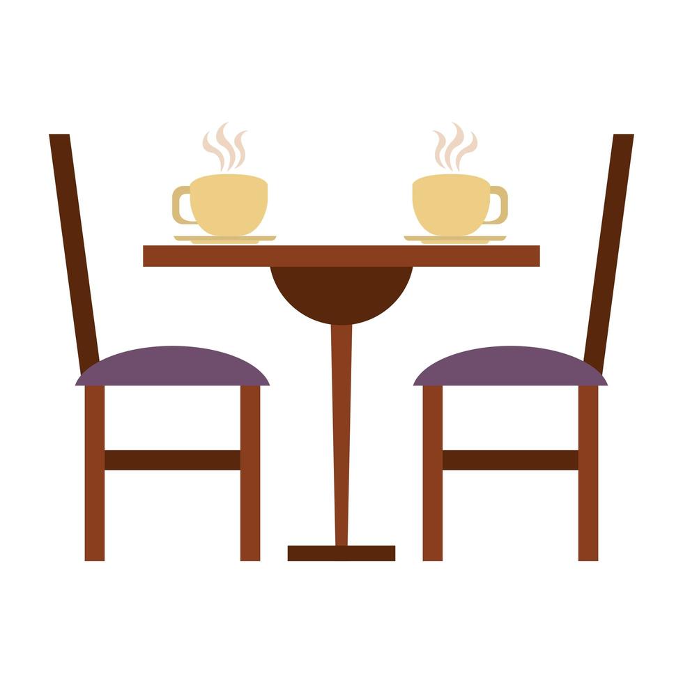 Restaurant Essen und Küche Kaffeetasse über einem Restauranttisch Symbol Cartoons Vektor Illustration Grafikdesign