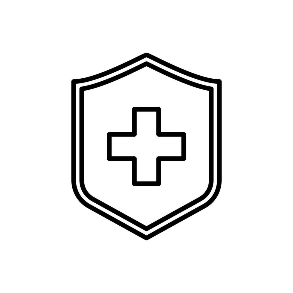 immun System Symbol. medizinisch Kreuz auf Schild. Illustration isoliert auf Weiß Hintergrund vektor