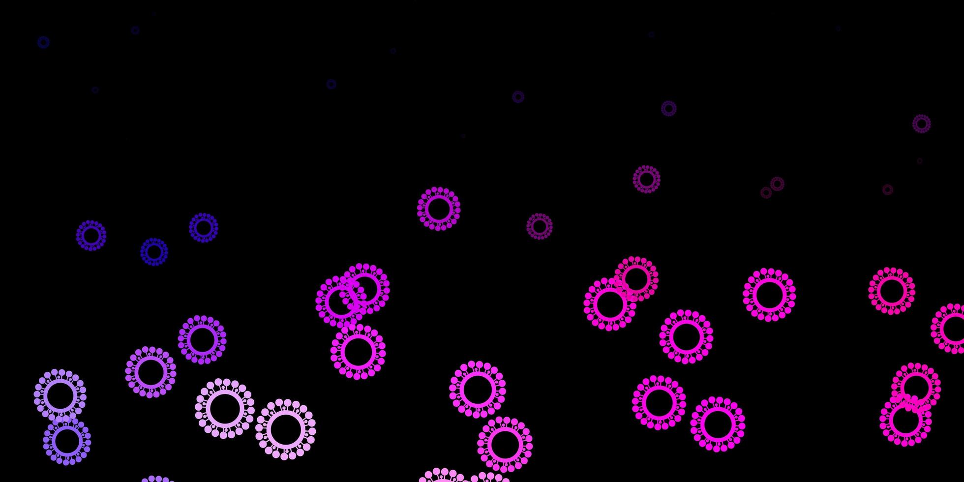 dunkelviolettes rosa Vektormuster mit Coronavirus-Elementen vektor