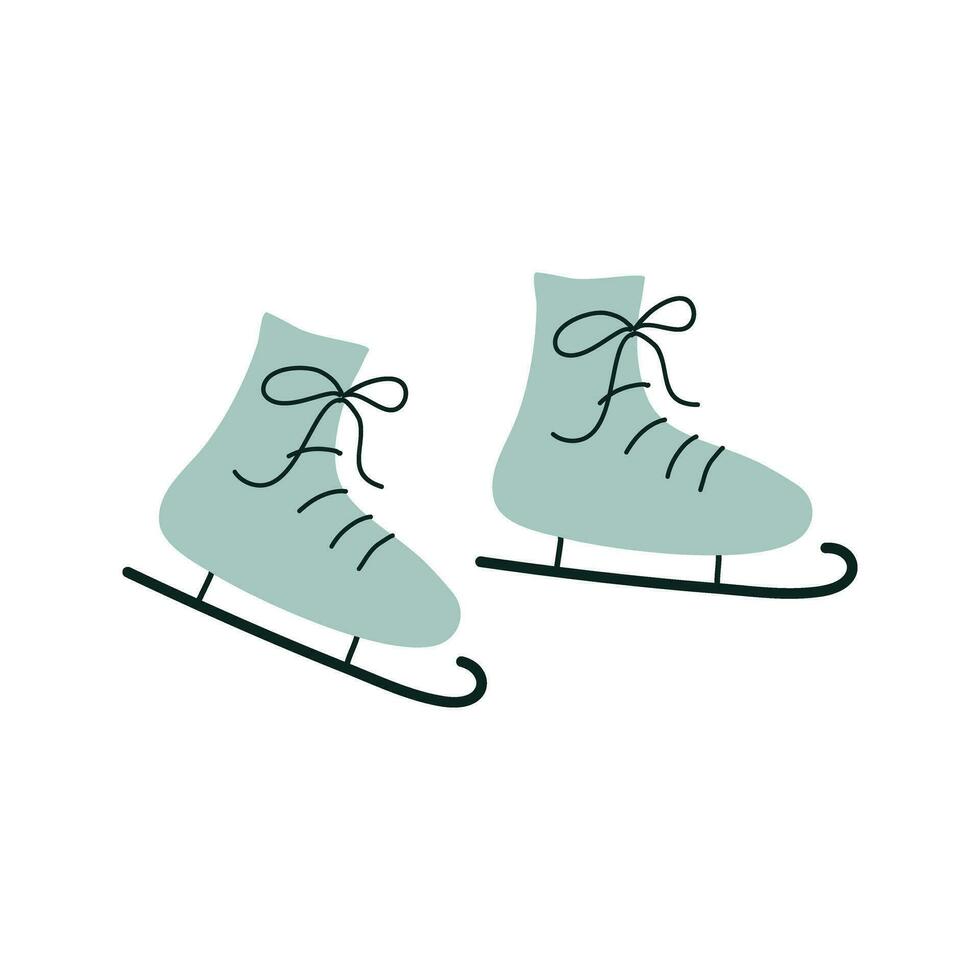 skridskor för skridskoåkning på is. hockey skor med bunden skosnören. sport Utrustning. vinter- sport ikon. hand dragen platt stil vektor illustration.