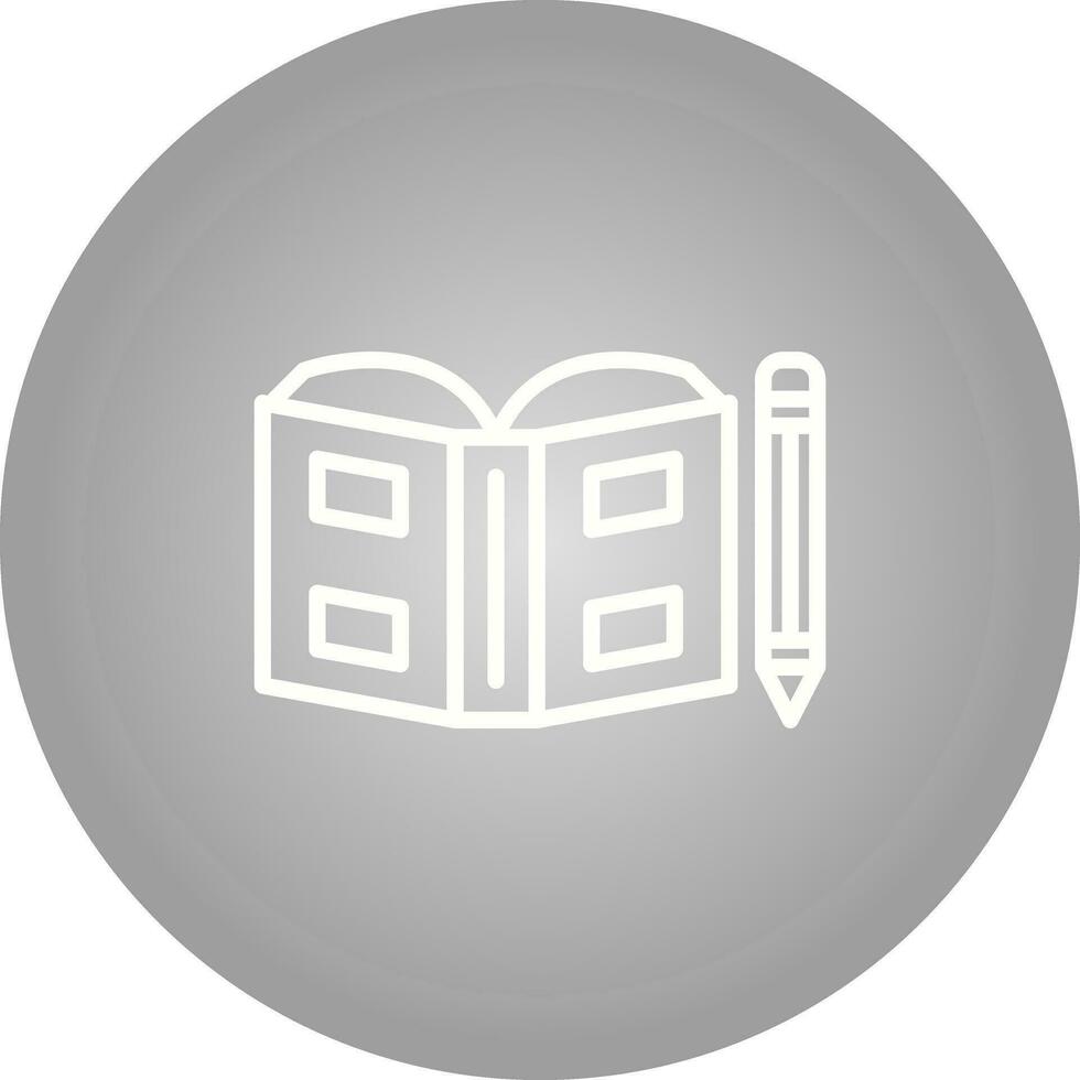 öppen bok med penna vektor ikon