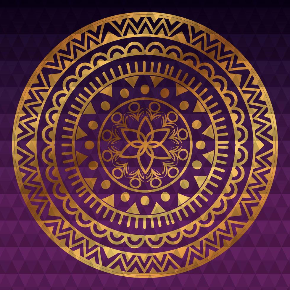 gyllene mandala blommor meditation prydnad vektor