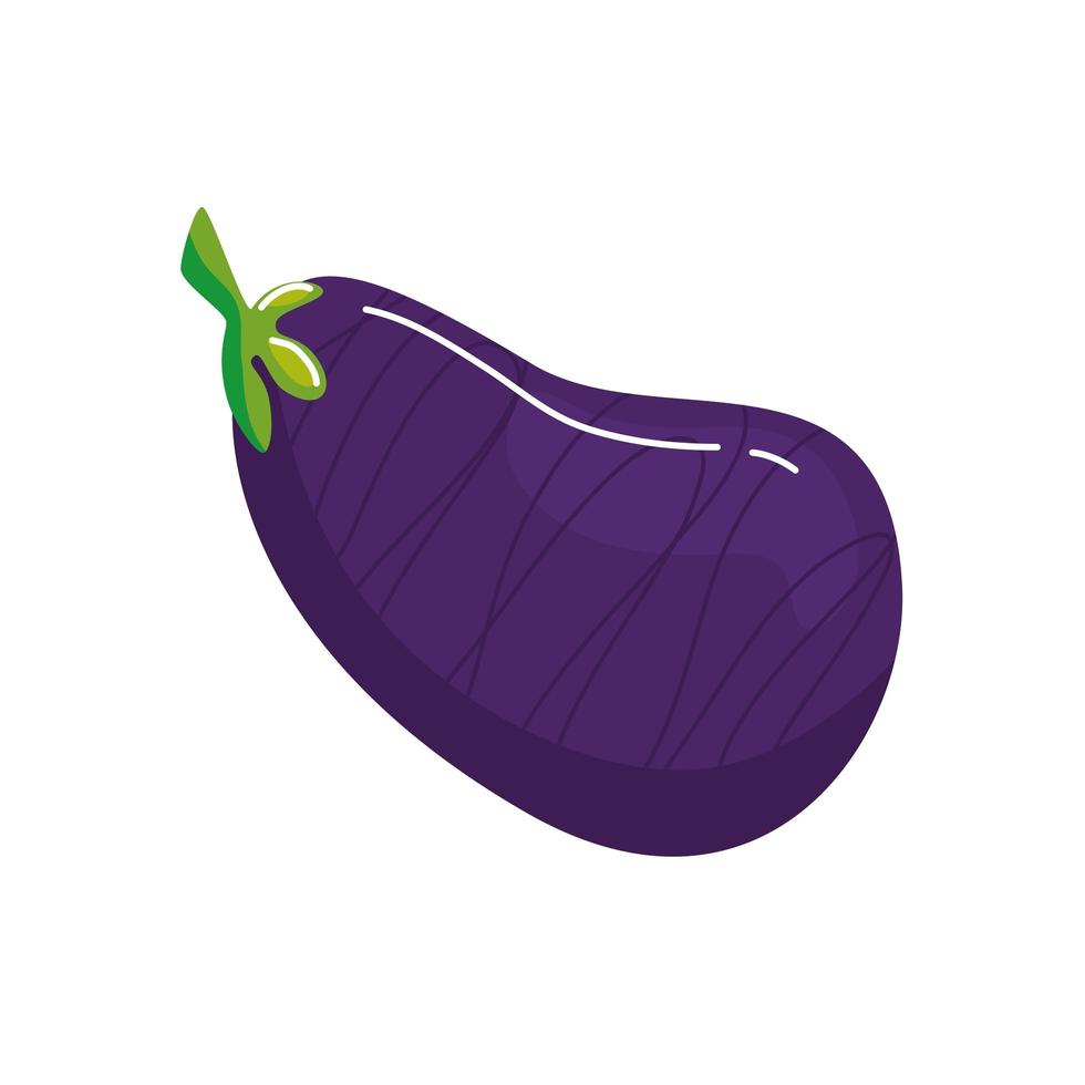 färsk och hälsosam aubergine isolerad ikon vektor