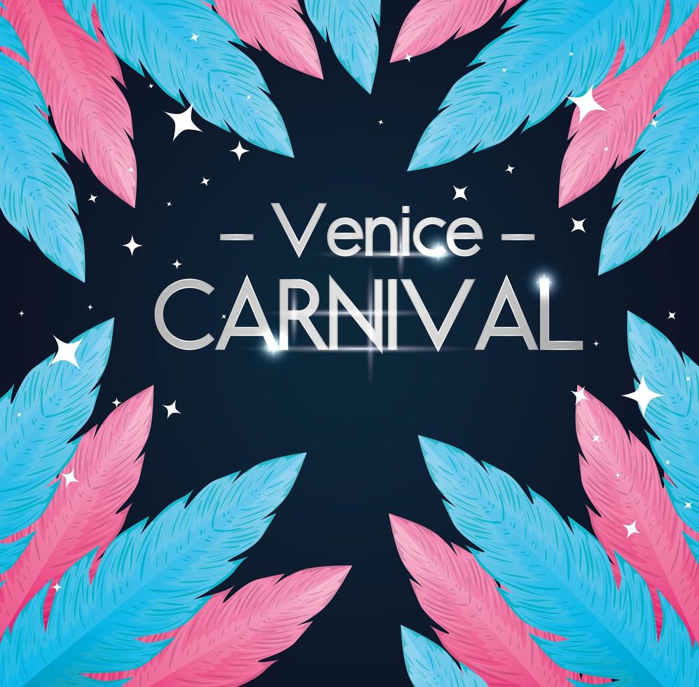 affisch av Venedig karneval med fjädrar vektor