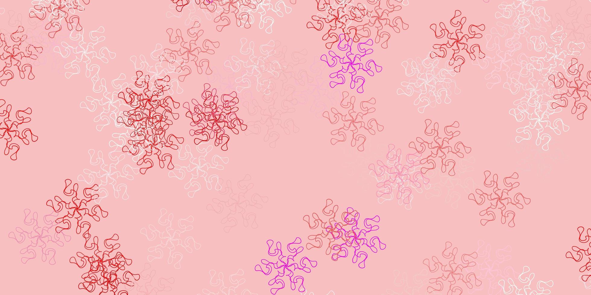 hellroter Vektor-Doodle-Hintergrund mit Blumen vektor