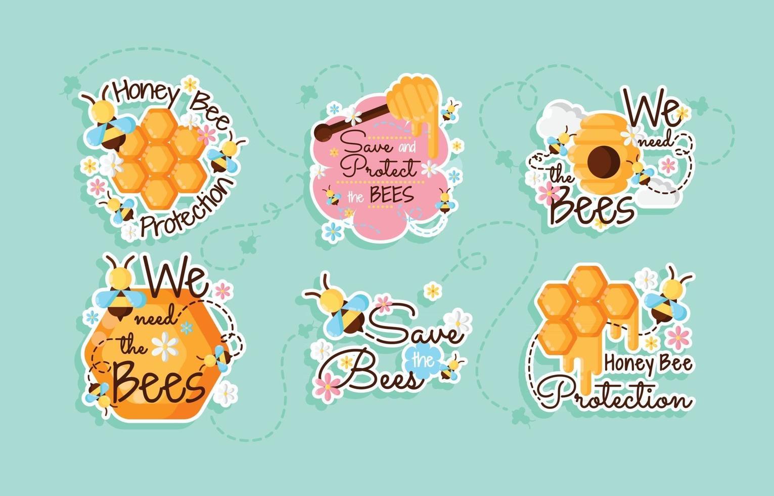 klistermärke för skydd av honungsbi vektor