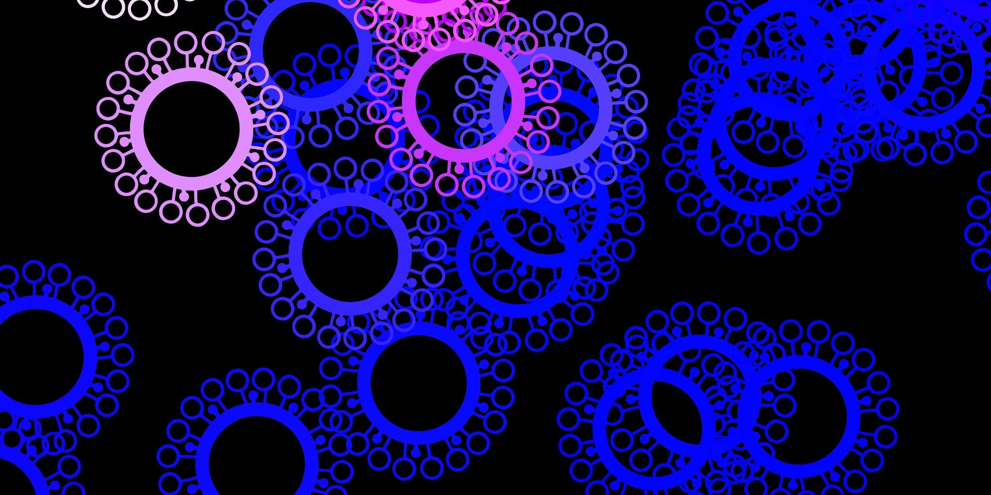 Dunkelrosa blaues Vektormuster mit Coronavirus-Elementen vektor