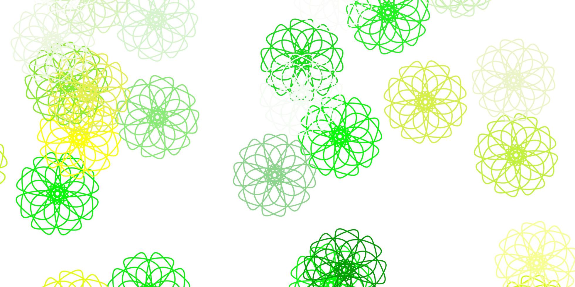 hellgrün-gelbe Vektor-Doodle-Vorlage mit Blumen vektor
