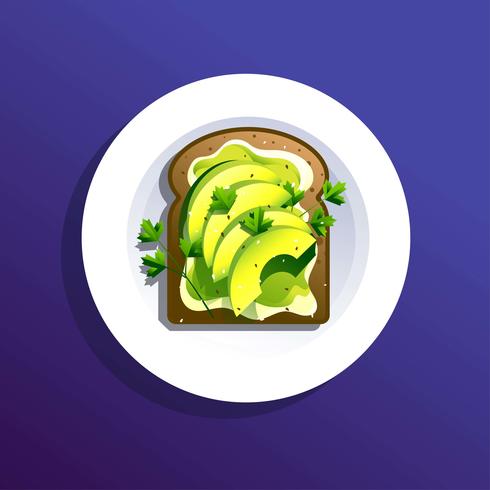 Avocado-Toast-Rezept-Vektor-Illustration vektor