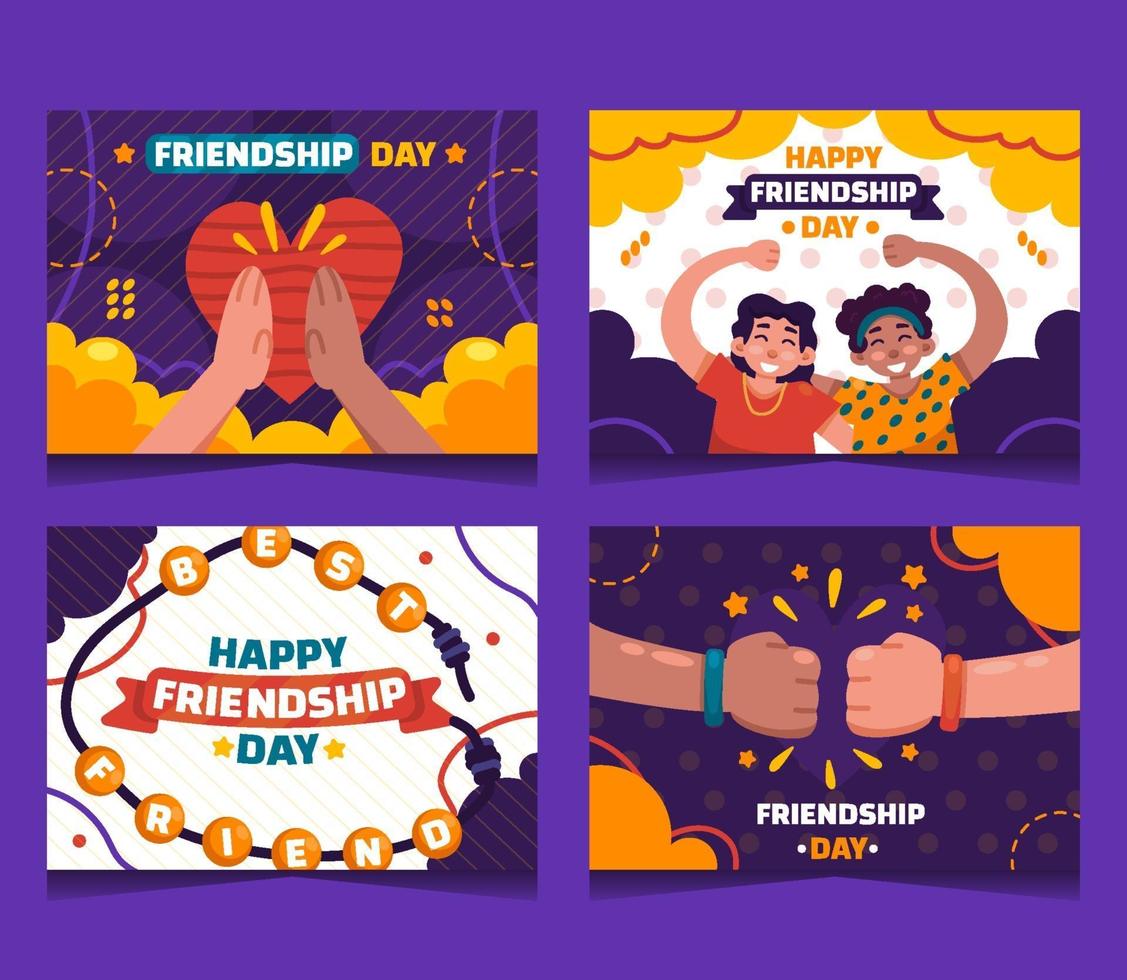 Happy Friendship Day Kartensammlungen vektor