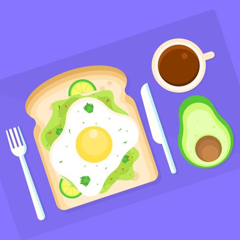 Avocado-Toast zur Frühstück-Vektor-Illustration vektor