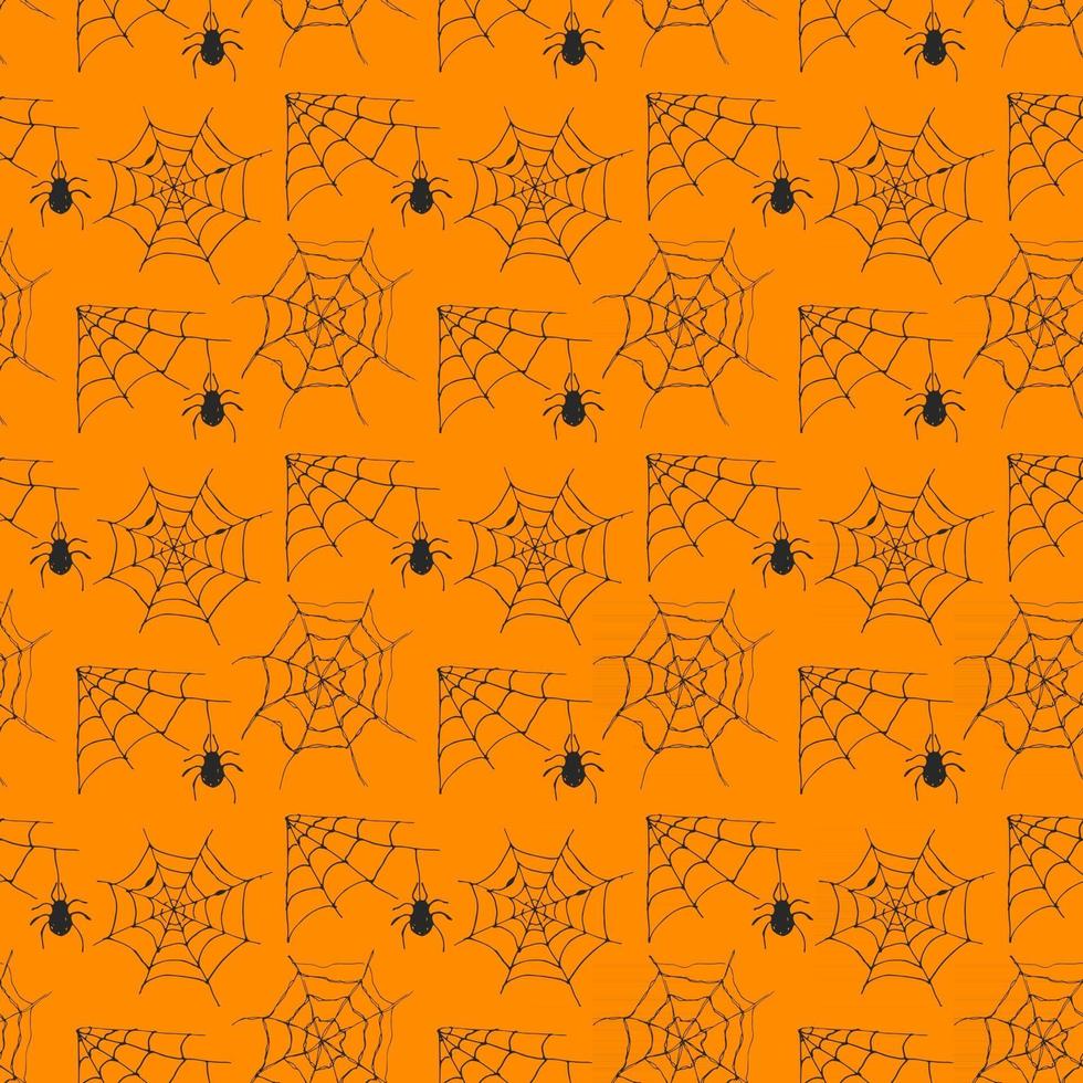 nahtlose Mustervektorillustration des Spinnennetzes. handgezeichneter skizzierter Webhintergrund vektor