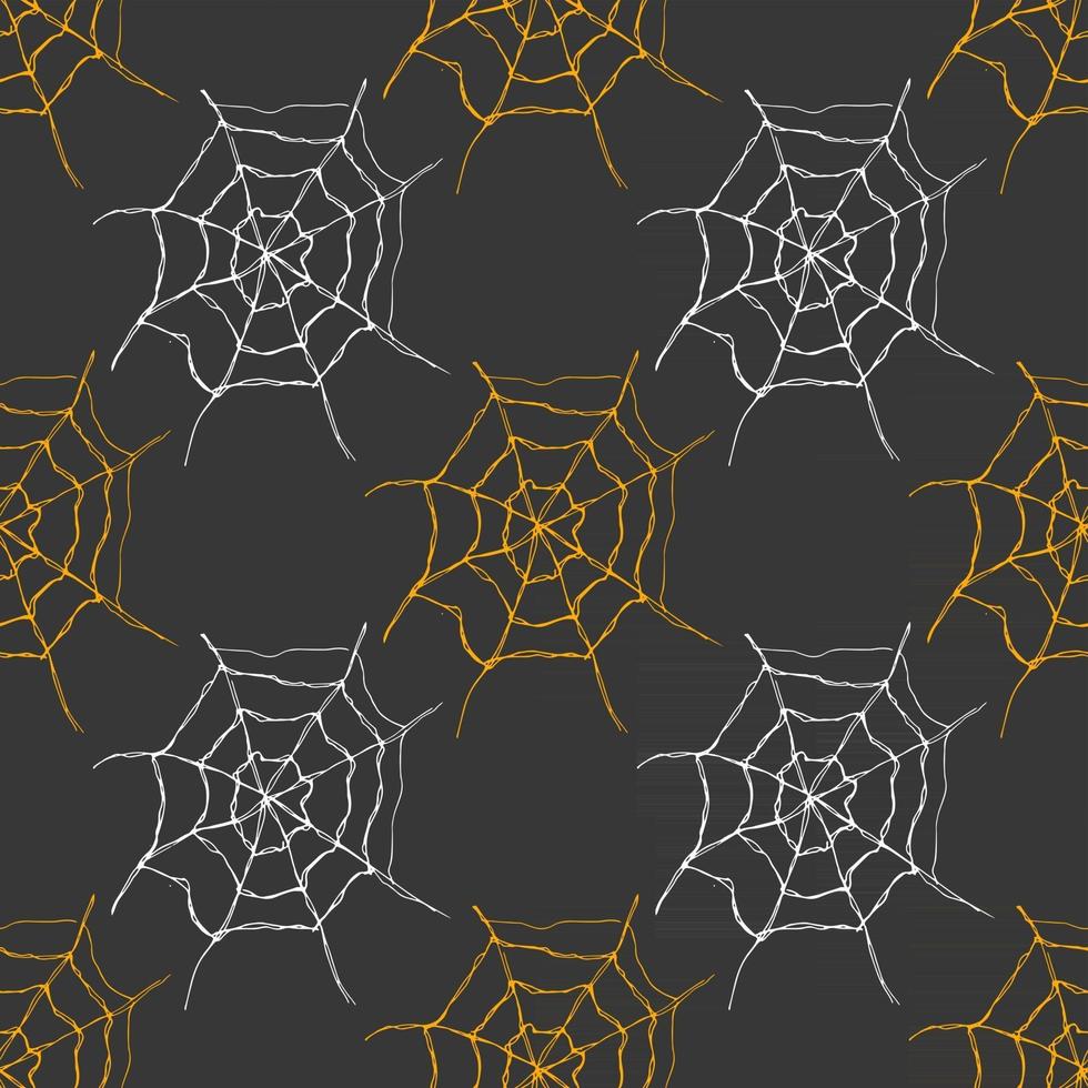 spindelnät sömlösa mönster vektorillustration. handritad skissad webbbakgrund vektor