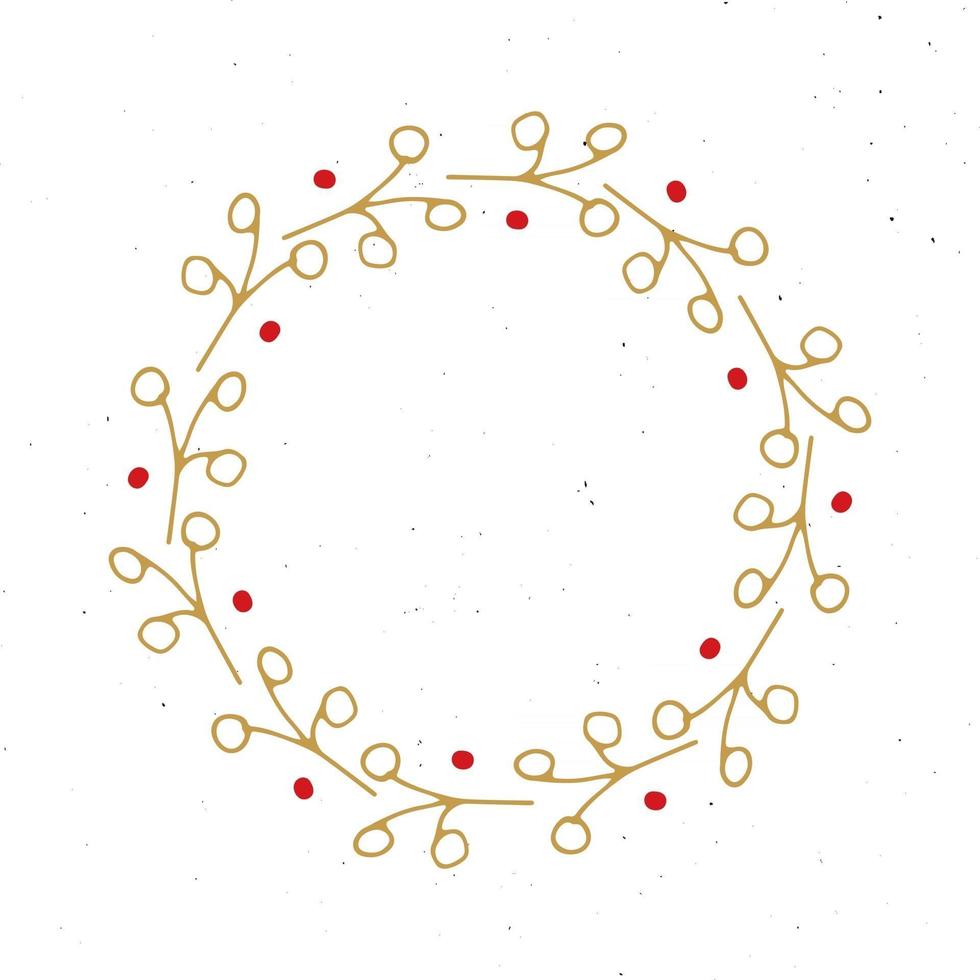 Weihnachtskranz runde Rahmen setzen handgezeichnete Kritzeleien. Vektorillustration vektor