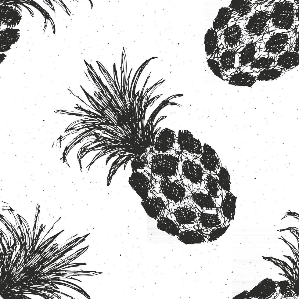 ananas handritad sömlösa mönster, frukt bakgrund vektorillustration. vektor