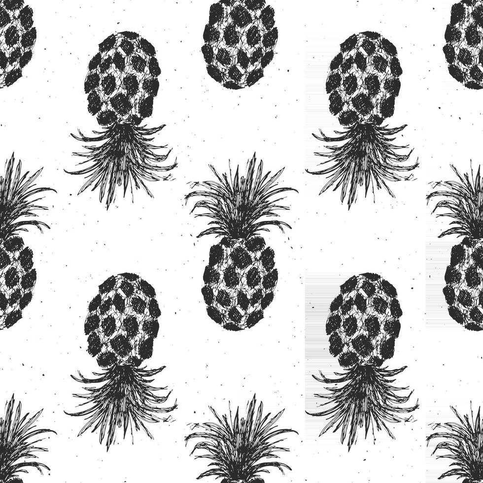Ananas Hand gezeichnet nahtloses Muster, Früchte Hintergrund Vektor-Illustration. vektor