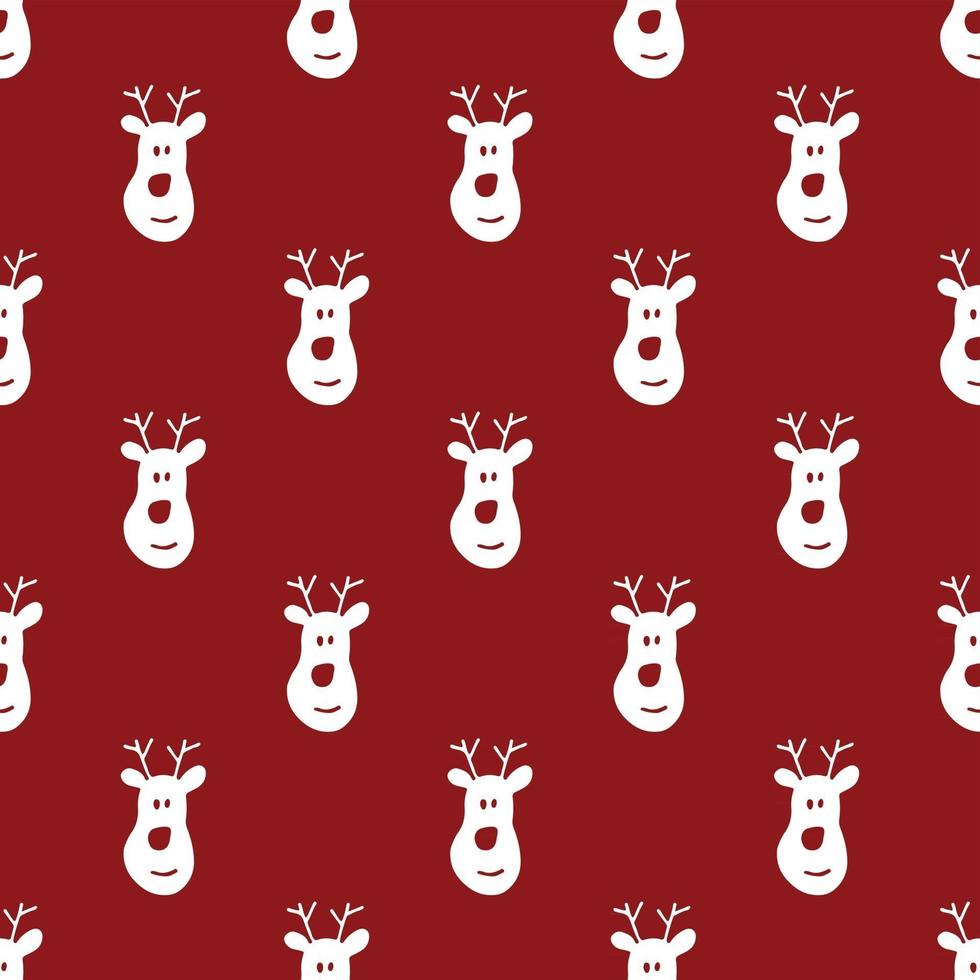 nahtloses Muster für Neujahr und Weihnachten, handgezeichnetes Rentier kritzelt nahtloses Muster. Hintergrundvektorillustration vektor