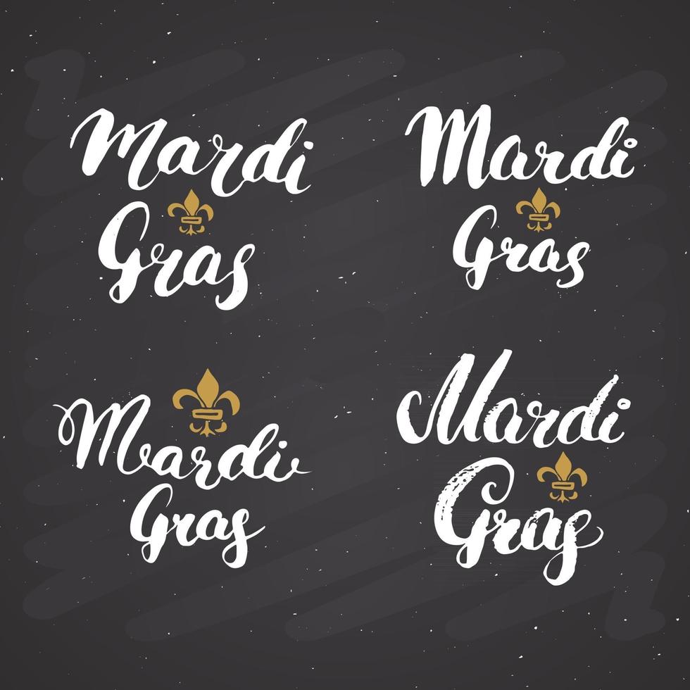 mardi gras kalligrafiska bokstäver. typografiska gratulationskort design. kalligrafi bokstäver för semester hälsning. handritad bokstäver text vektorillustration isolerad på vit bakgrund vektor