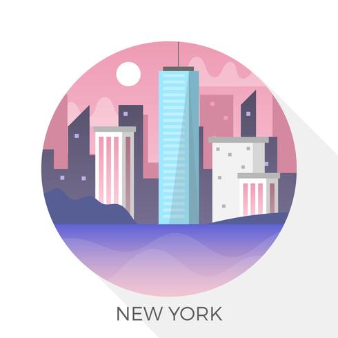 Flache moderne New York Skyline in der Kreis-Vektor-Illustration vektor