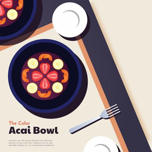 Färg Acai Bowl Vector Design