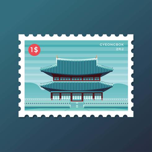Briefmarke von Gyeongbok Palace in Seoul vektor