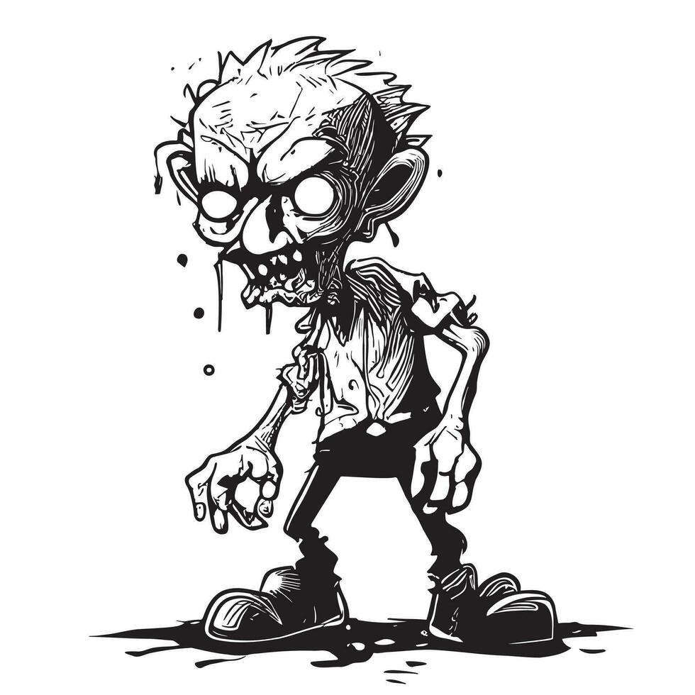 Zombie Karikatur Hand gezeichnet skizzieren Vektor Illustration