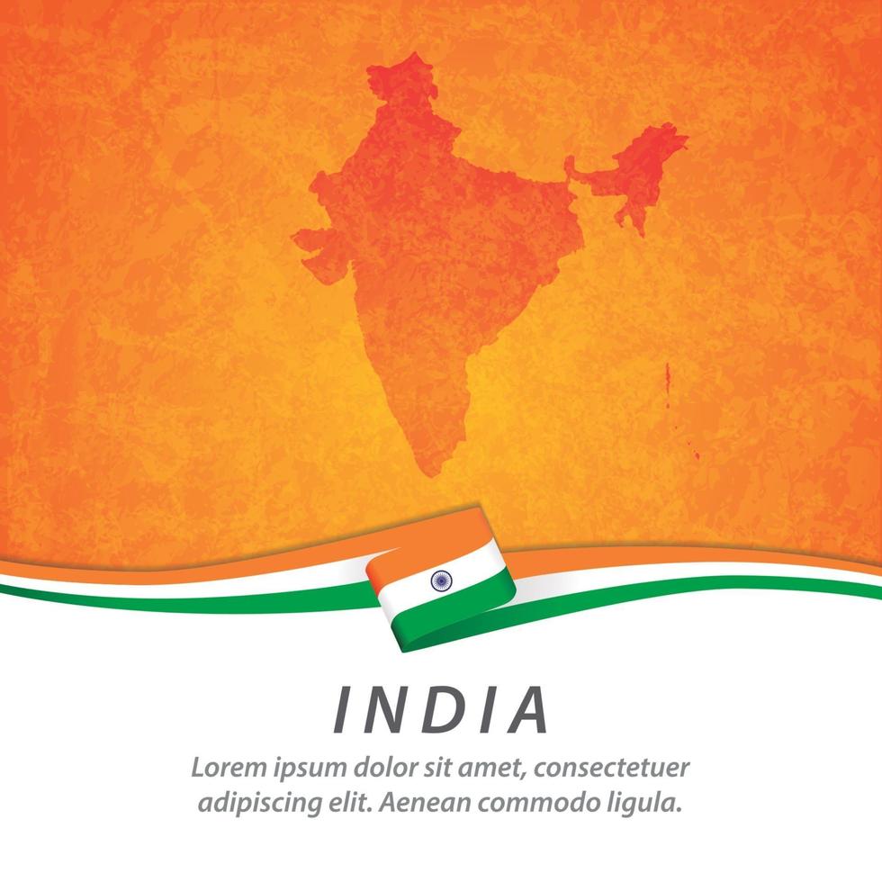 Indien-Flagge mit Karte vektor