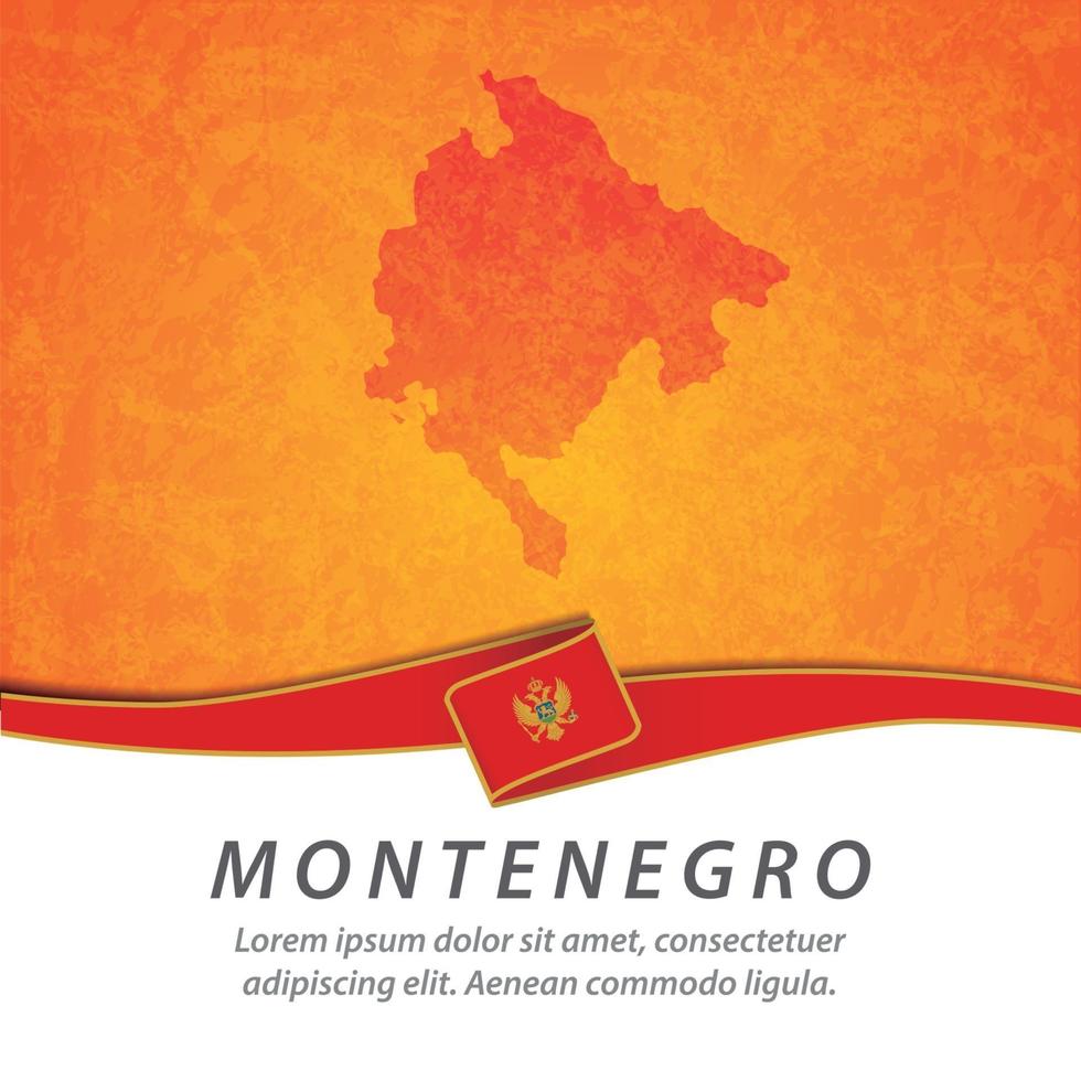 montenegro flagga med karta vektor