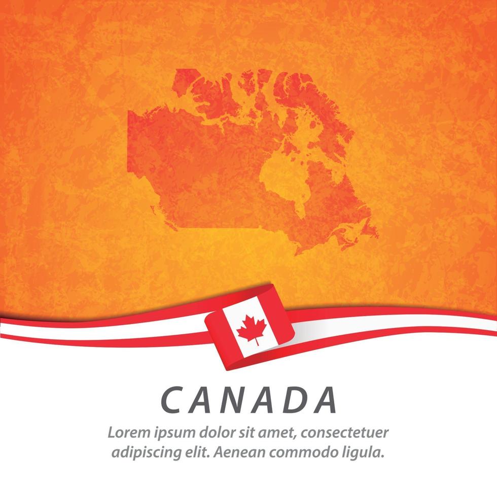 kanadas flagga med karta vektor