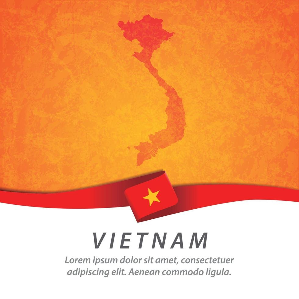 vietnam flagga med karta vektor