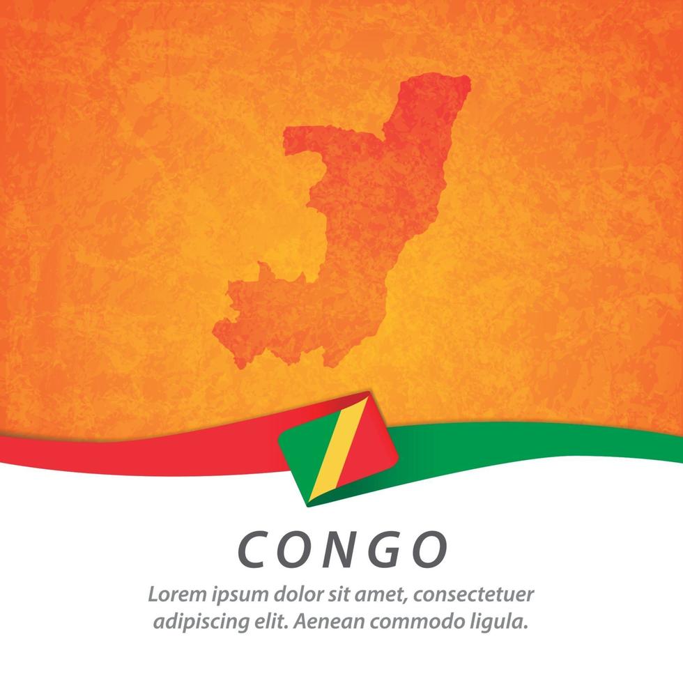 Kongoflagga med karta vektor