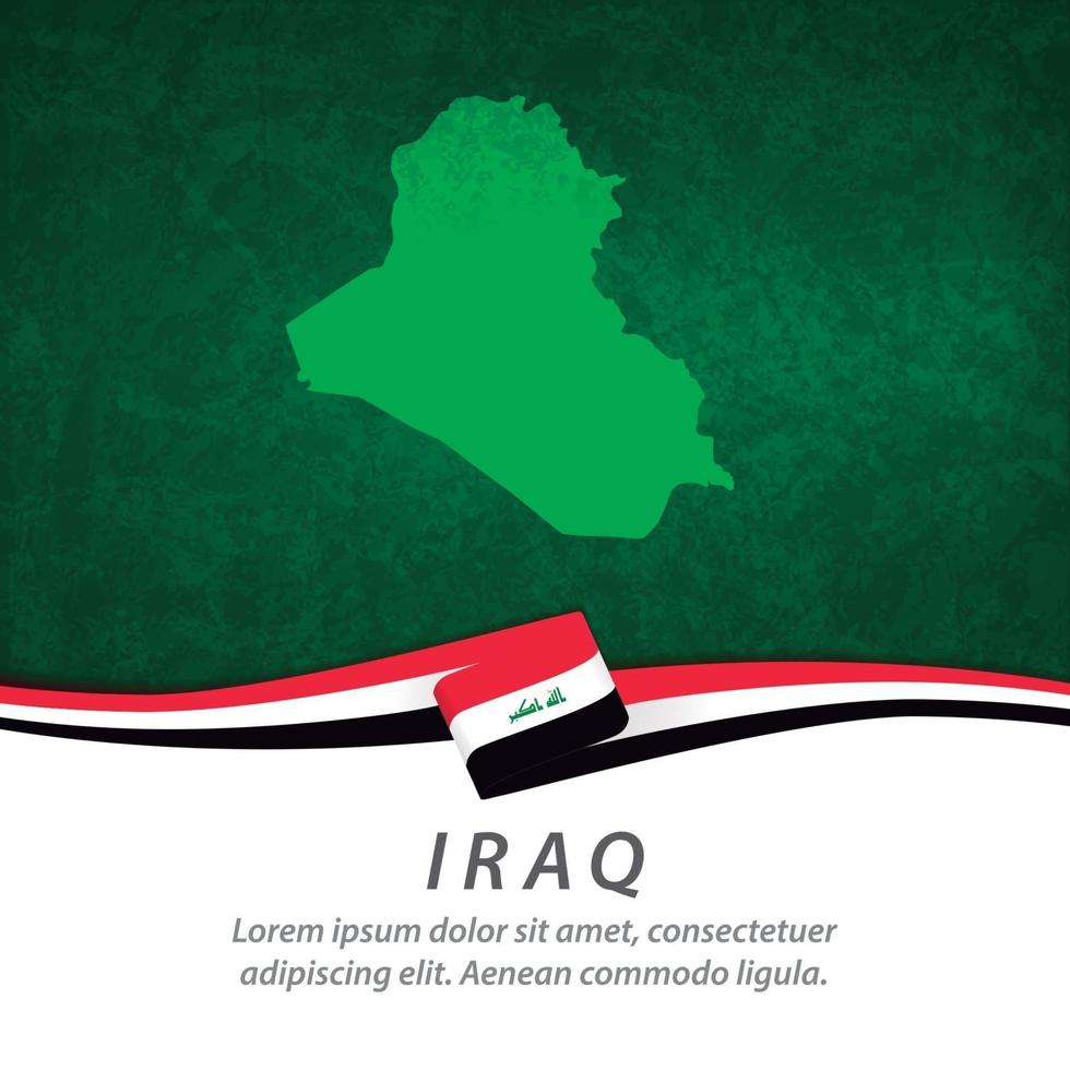 Irak flagga med karta vektor