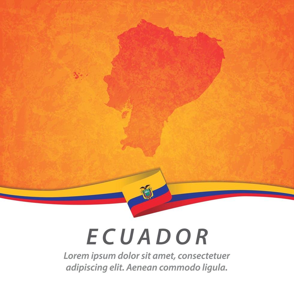 ecuador flagga med karta vektor